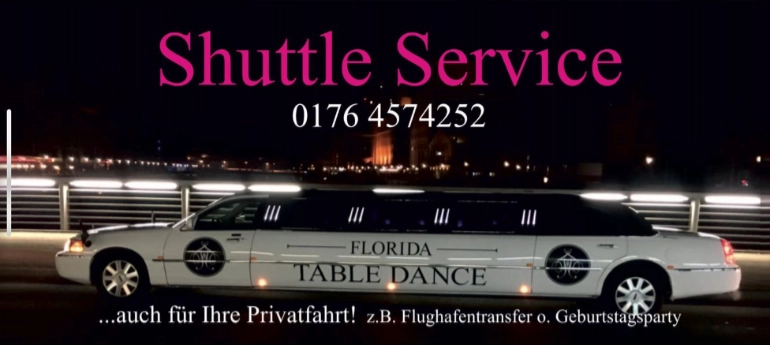 Stretch-Limousine mit dem Logo der Florida Tabledance Bar